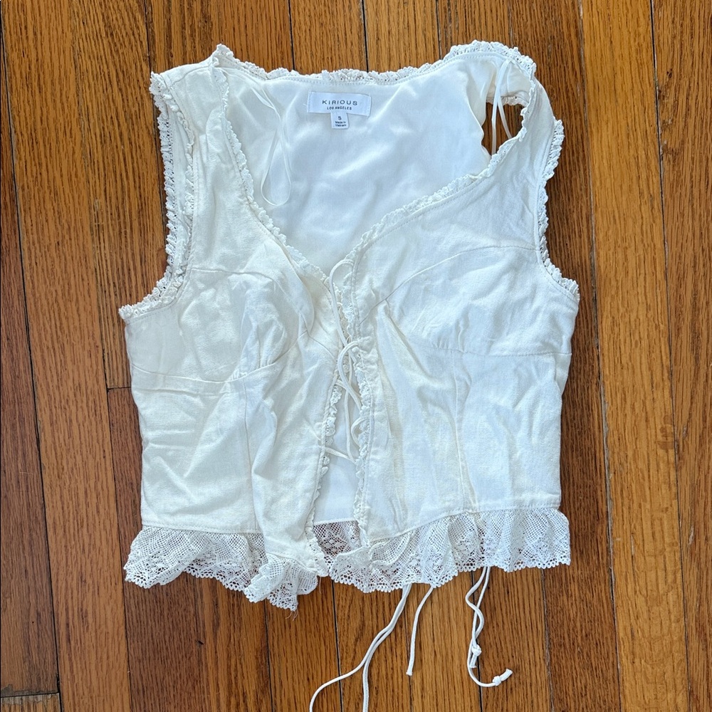 White Lace Trimmed Top